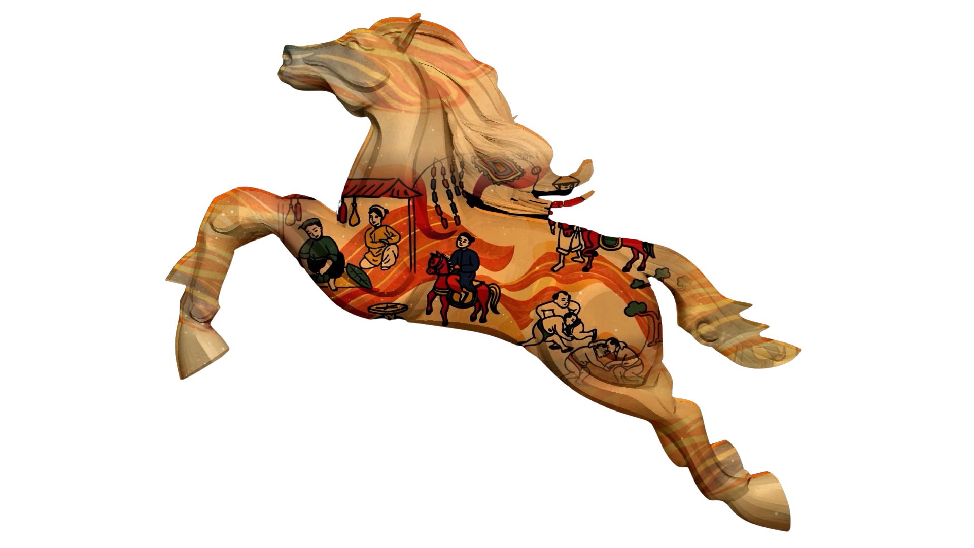 Công nghệ mapping lần đầu xuất hiện tại Đường hoa với hình ảnh được trình chiếu trực tiếp lên bề mặt linh vật không bằng phẳng. Ảnh: 