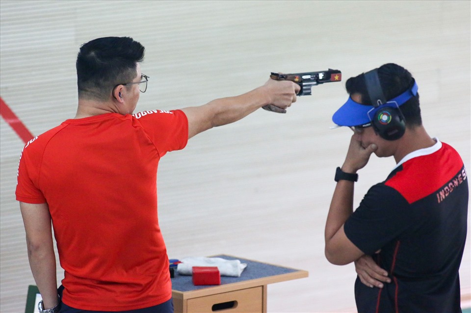 Shooter Ha Minh Thanh of the Vietnamese shooting team. Photo: Thanh Vu