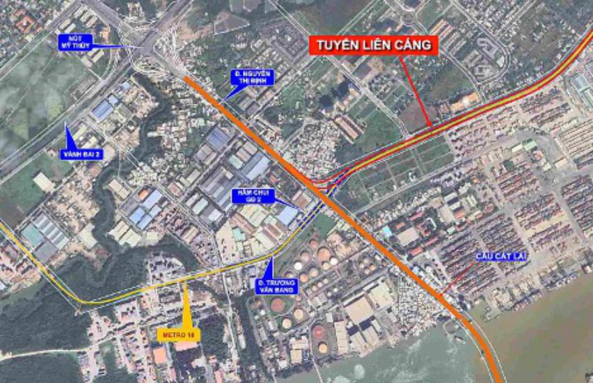 Currently, Nguyen Thi Dinh street is the only entrance and exit of Cat Lai port - the largest container port in the country, which is often overloaded. Photo: Ho Chi Minh City Department of Construction
