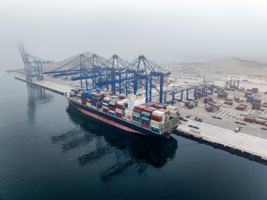 The photo taken from a drone on May 16, 2025 shows a container ship at Chancay port in Chancay, Peru, which is the focus of attention of the US and investors. Photo: Xinhua