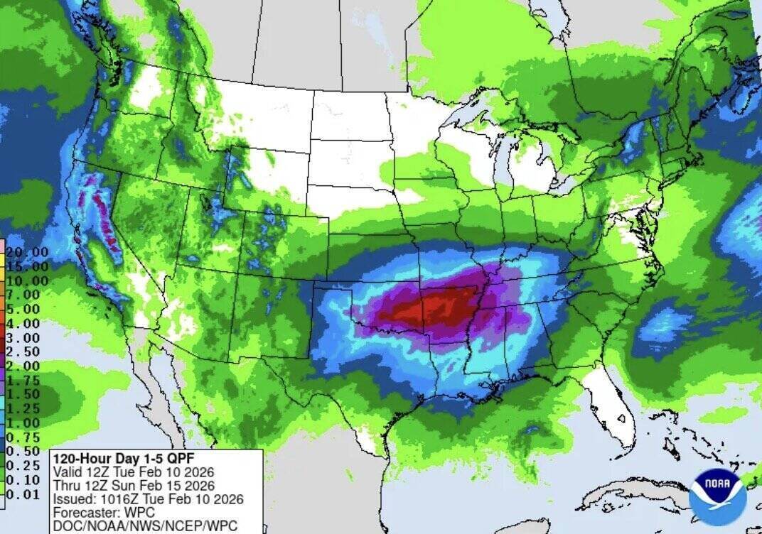 Major storms are forecast to form this weekend, right on Valentine's Day. Photo: US National Oceanic and Atmospheric Administration (NOAA)