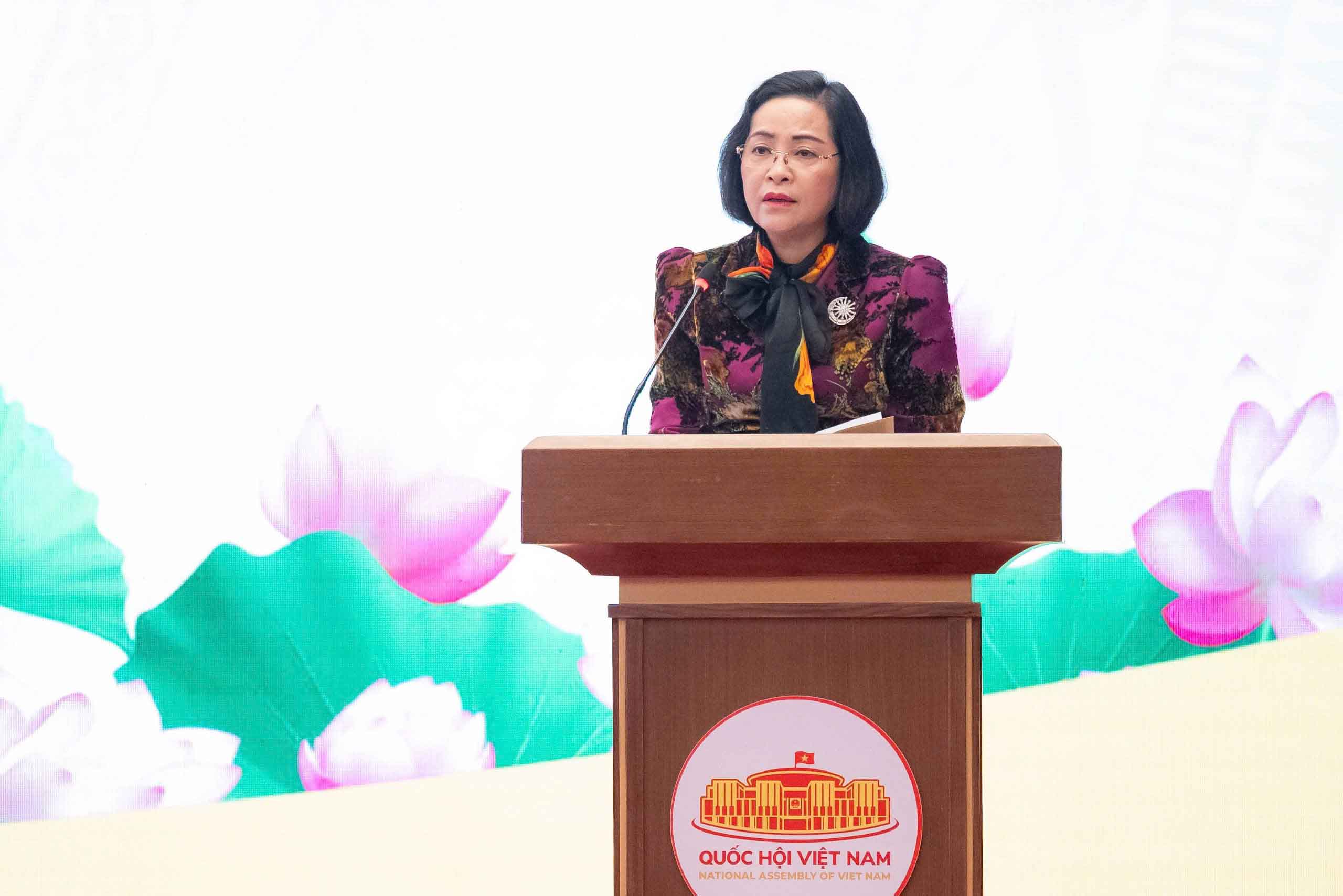 Member of the Party Central Committee, Vice Chairman of the National Assembly Nguyen Thi Thanh expects candidates to become dedicated, responsible and intelligent delegates in the 16th session of the National Assembly. Photo: T.Hieu.
