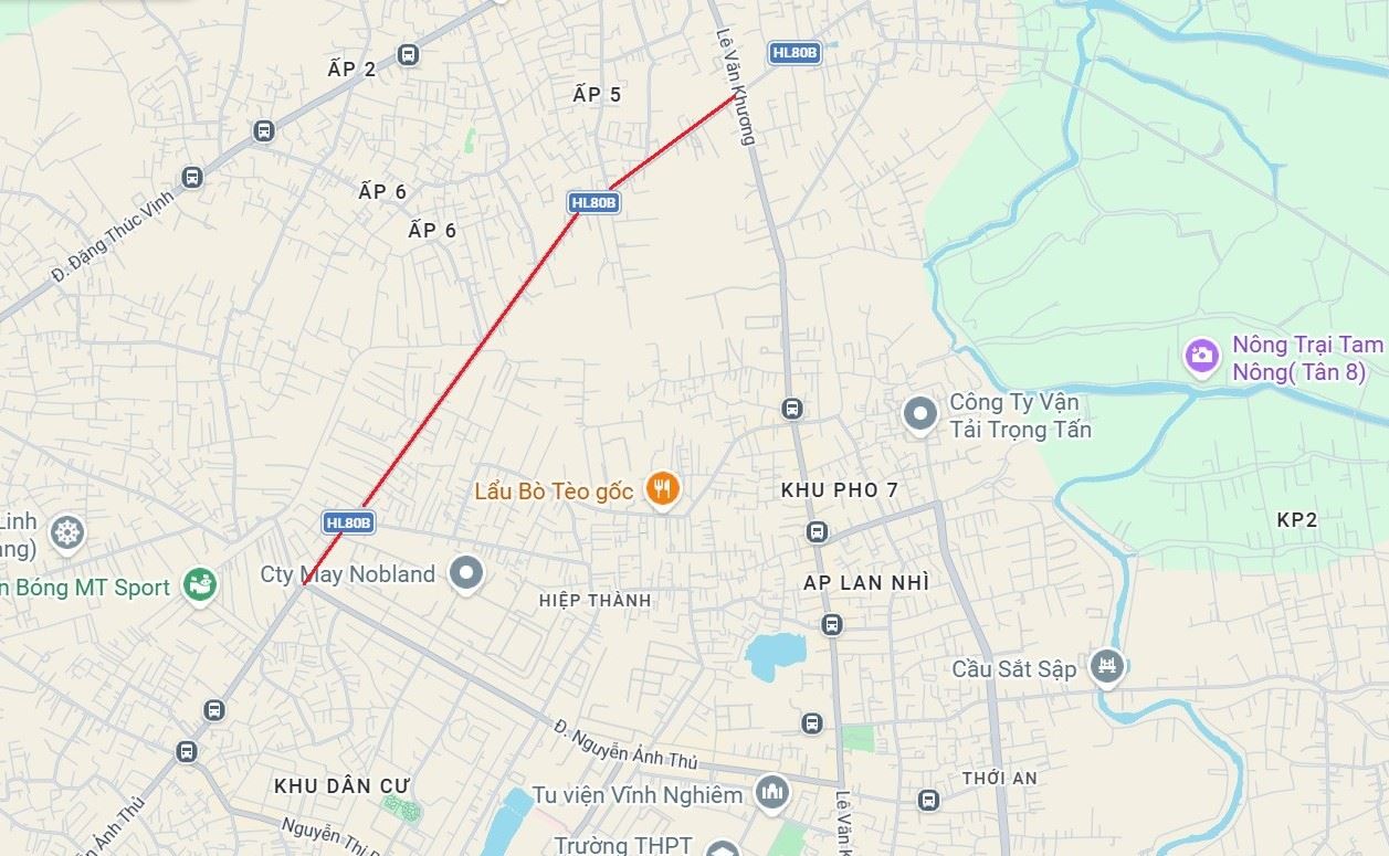 Hương lộ 80B - đường cửa ngõ Tây Bắc TPHCM được đầu tư hơn 1.100 tỉ đồng để mở rộng. Ảnh: Minh Quân