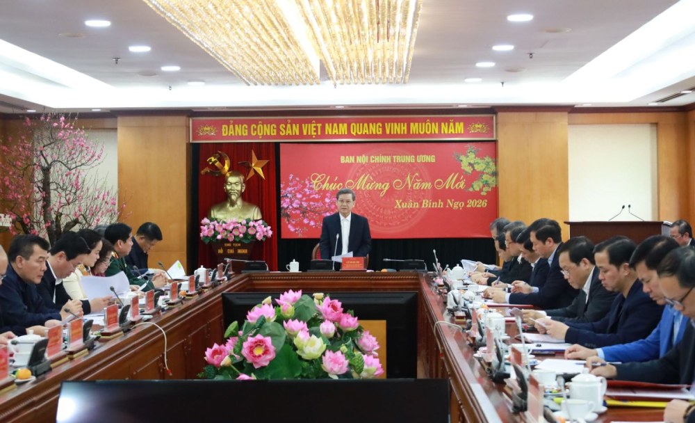 Trưởng Ban Nội chính Trung ương Lê Minh Trí chủ trì cuộc họp. Ảnh: Mỹ Anh