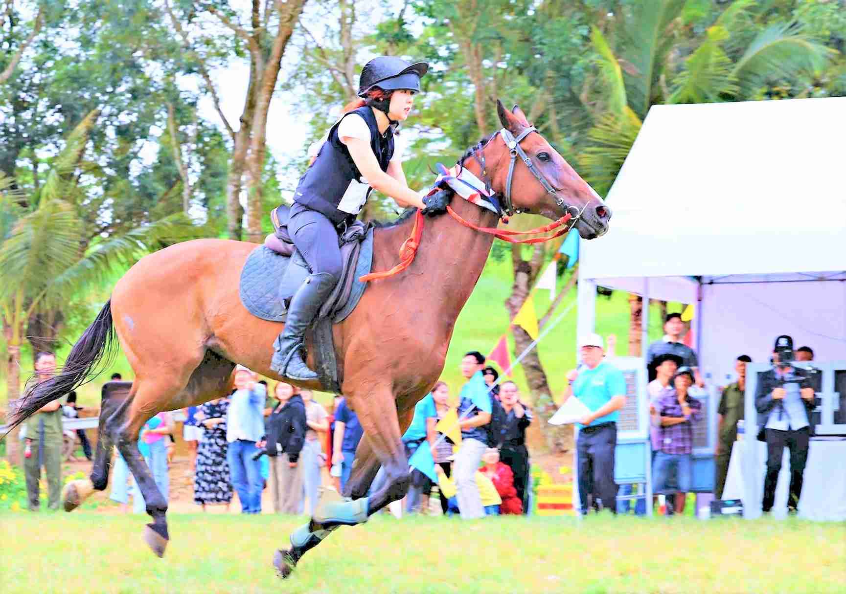 Ngựa tung vó thể hiện sức mạnh tại một cuộc đua do trường đua Thiên Mã tổ chức. Ảnh: Phúc Khánh 