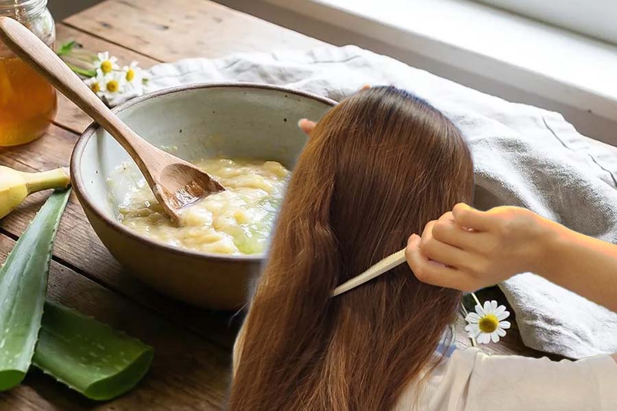 Bananas and aloe vera can help soften hair and reduce breakage. Graphics: Thien Nhan