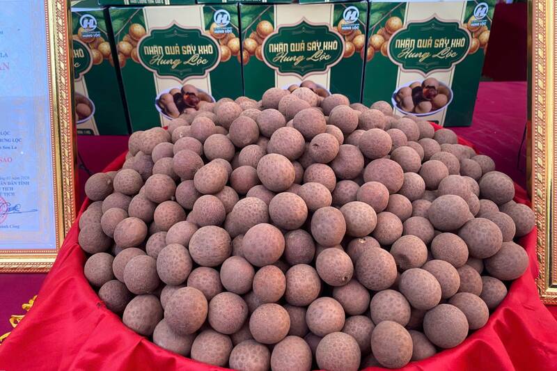 Các đặc sản địa phương được giới thiệu tại chợ xuân xã Chiềng Khương. Ảnh: Trung Hải