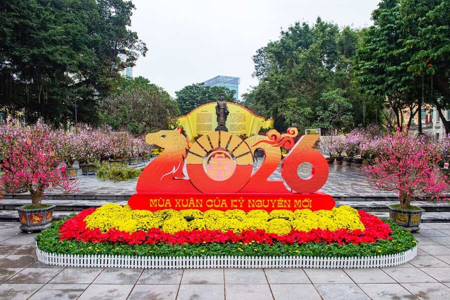 Điểm nhấn ấn tượng nhất của Không gian hoa xuân Lý Thái Tổ năm nay chính là sự hội ngộ, quy tụ của hơn 300 gốc đào các loại, từ đào cổ, đào tạo hình nghệ thuật cho đến đào tự nhiên, được sưu tầm từ các tỉnh thành miền Bắc, trong đó có 85% là đào quý được sưu tầm từ những “thủ phủ” hoa danh tiếng nhất Hà Nội như: Nhật Tân, Phú Thượng, Tứ Liên.