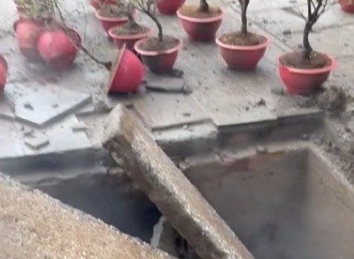 Scene of suspected manhole explosion. Photo: Hai Phong Police