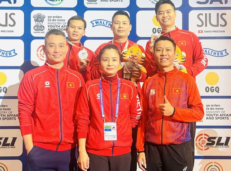 The Vietnamese shooting team achieves results at the 2026 Asian pistol and rifle Championships. Photo: Hoai Viet