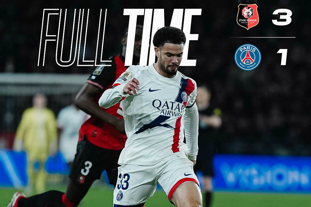 The defeat to Rennes puts PSG at risk of losing the top spot in Ligue 1. Photo: PSG