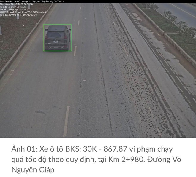 Car owner fined remotely in Cao Bang. Photo: Cao Bang Traffic Police