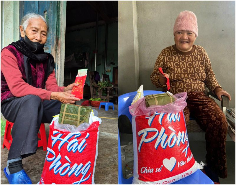 Nhóm thiện nguyện đến tận nhà trao quà Tết cho người