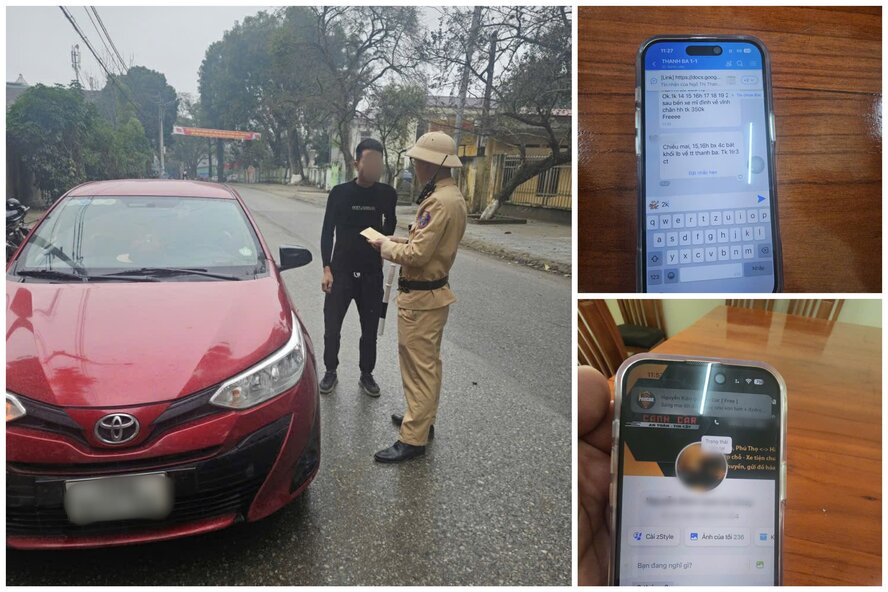 Lực lượng CSGT - Công an tỉnh Phú Thọ hóa trang, thâm nhập mạng xã hội, phát hiện và xử lý xe ghép. Ảnh: Phòng PC08.