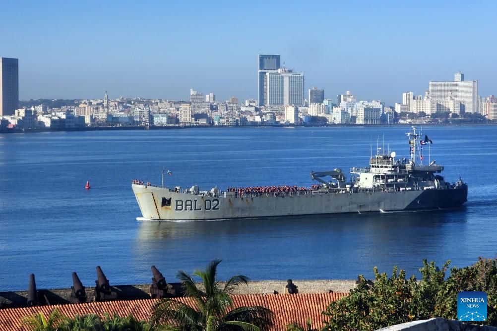 Mexican navy ship carrying humanitarian aid arrives at Havana port, Cuba, February 12, 2026. Photo: Xinhua