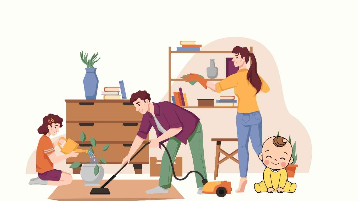 Secrets to safe cleaning for families with young children. Graphic photo: Hoang Loc.