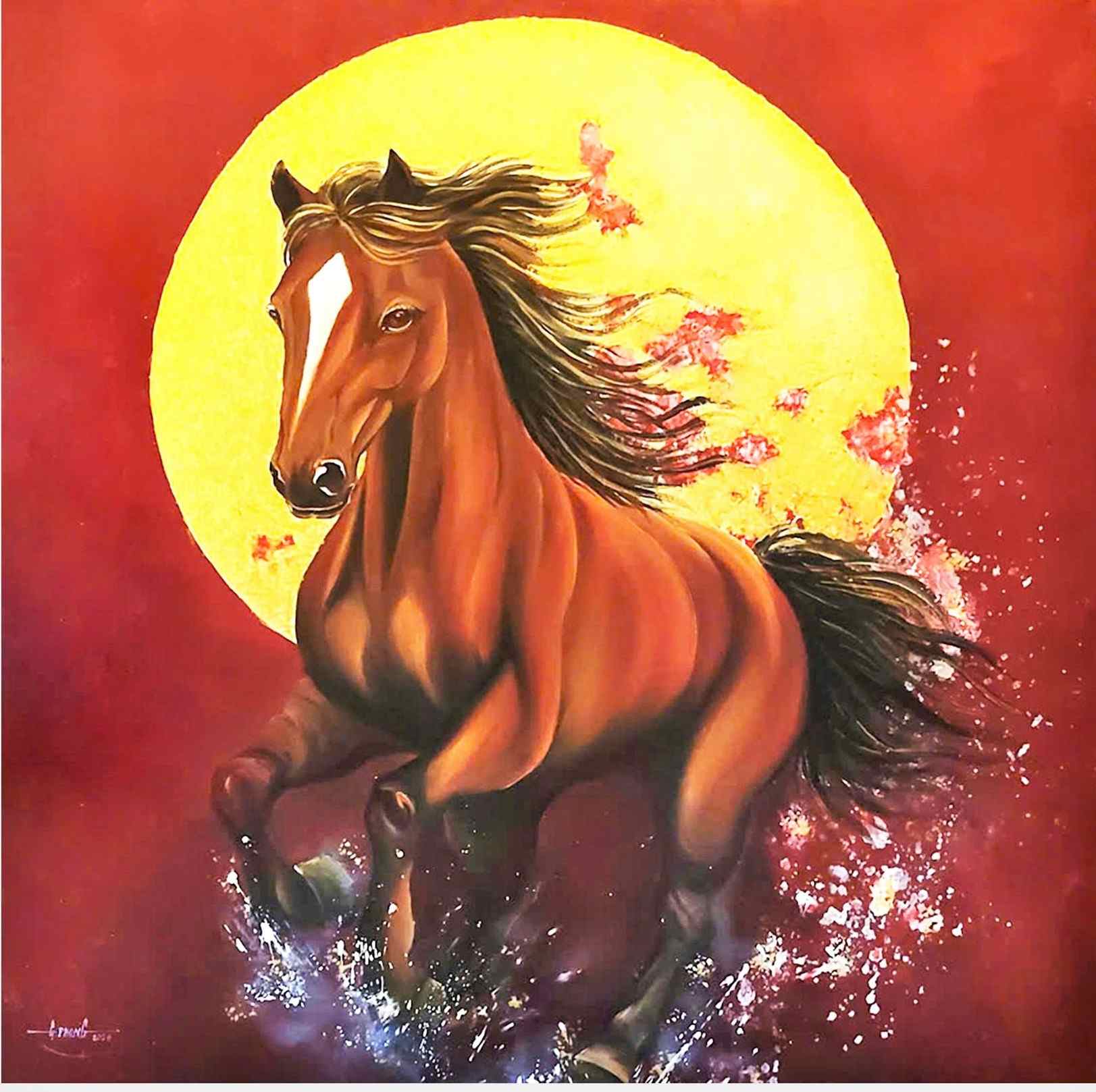 Tác phẩm Xích mã cát tường. Ảnh: Phúc Khánh 