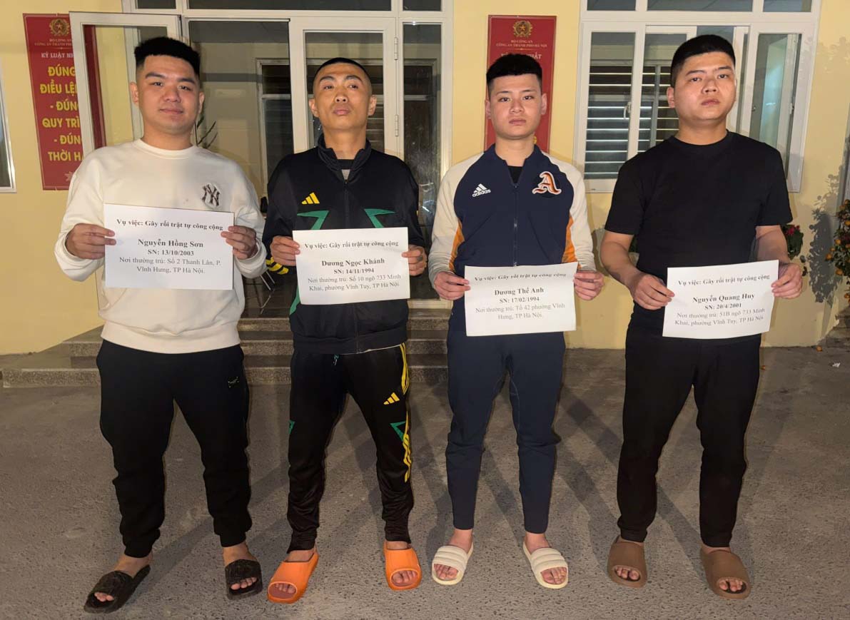 Các đối tượng tham gia vụ việc. Ảnh: Công an Hà Nội 