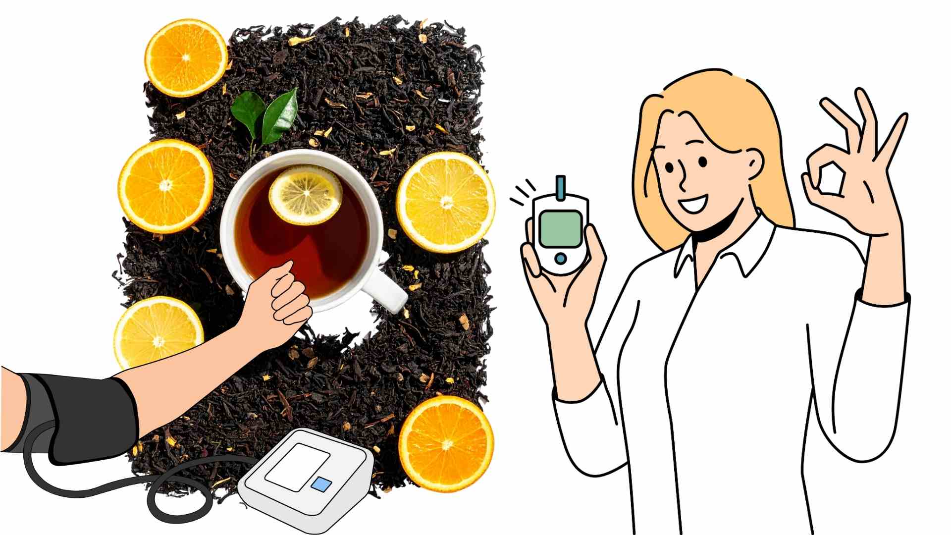 Black tea and benefits for blood sugar control. Graphics: Ha May