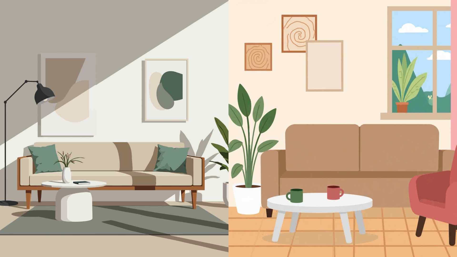 Principles for arranging a neat and harmonious living room. Graphics: Ha May