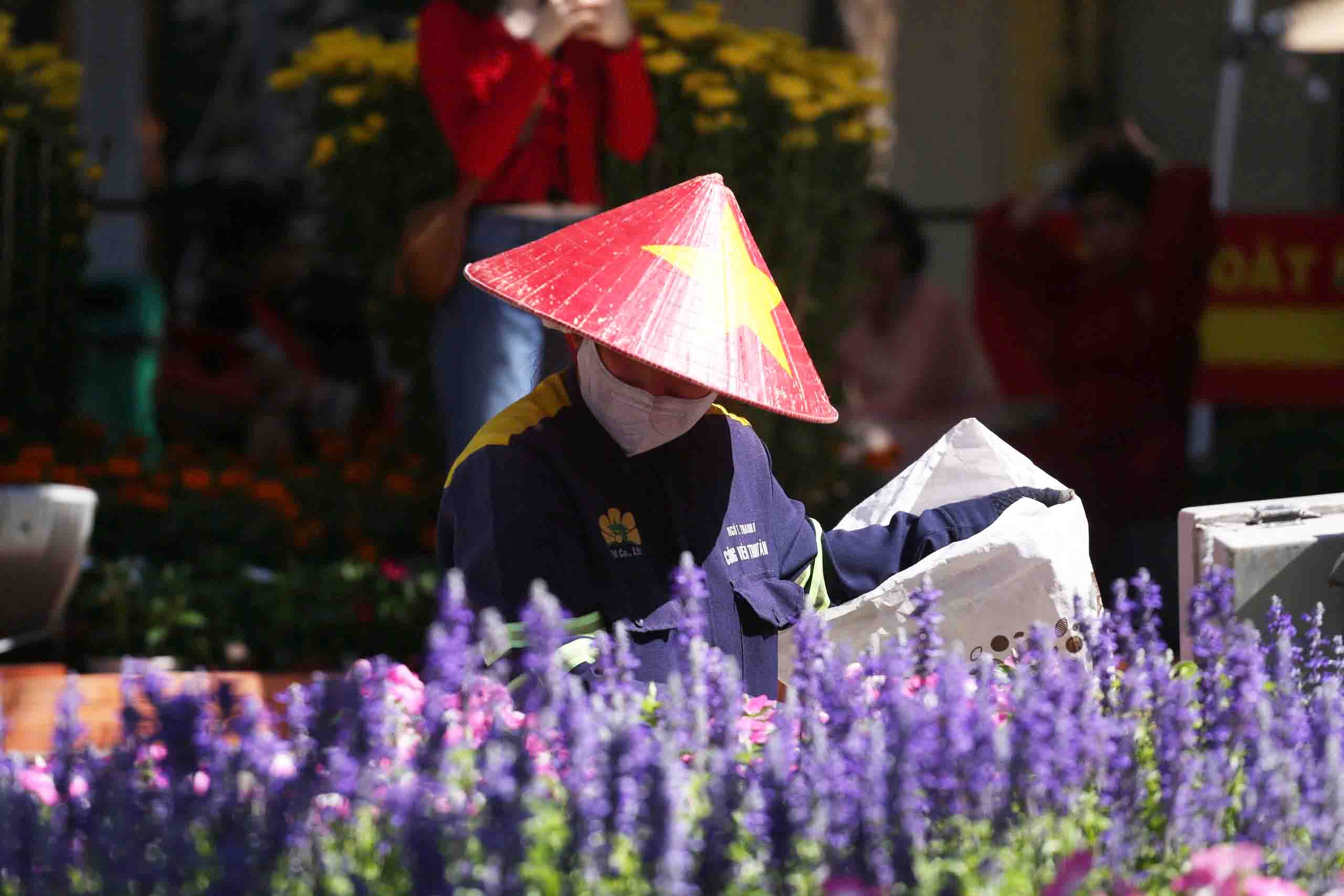 Các công nhân cây xanh liên tục làm việc nhằm giữ gìn mỹ quan và an toàn cho  người dân.