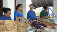 Water hyacinth weaving village.