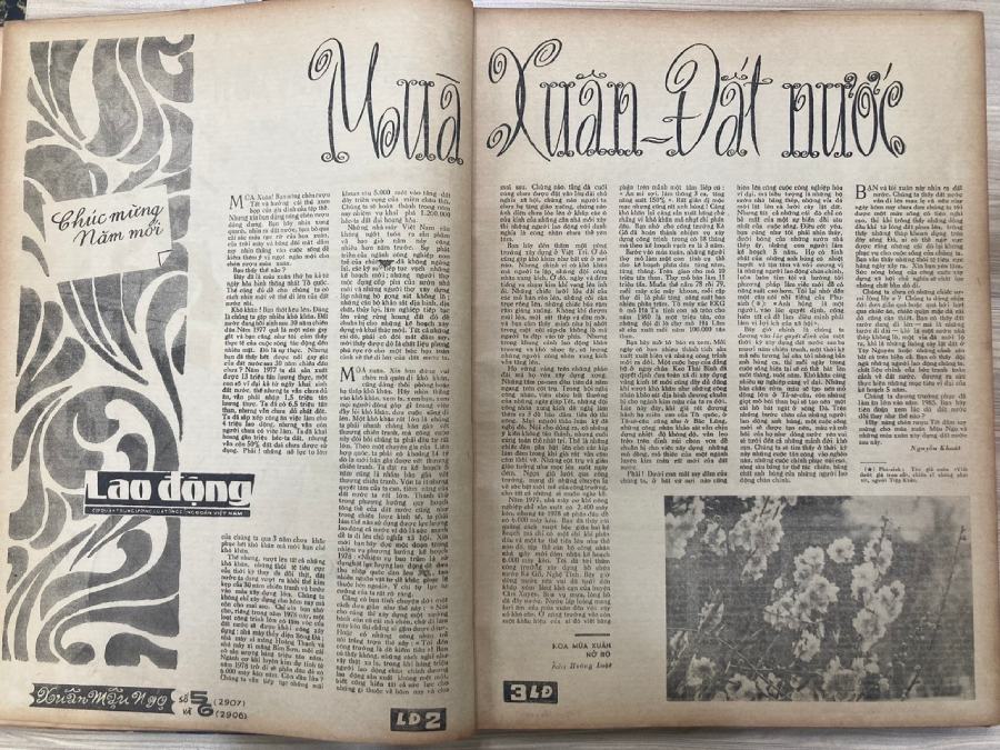 Bài viết “Mùa xuân đất nước” in 2 trang 2-3 trên Báo Lao Động. Ảnh: Trần Vương