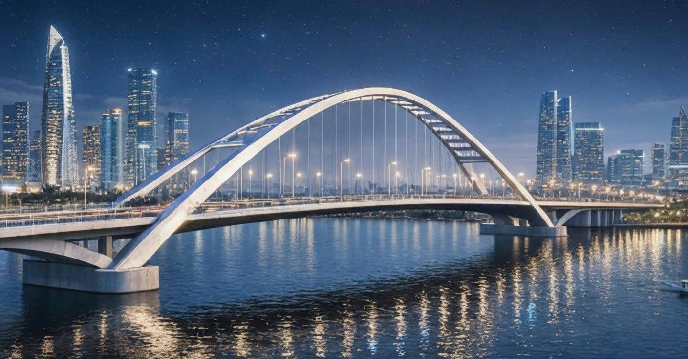 Perspective of Thu Thiem 4 bridge connecting the South and East of Ho Chi Minh City. Photo: Ho Chi Minh City Department of Construction