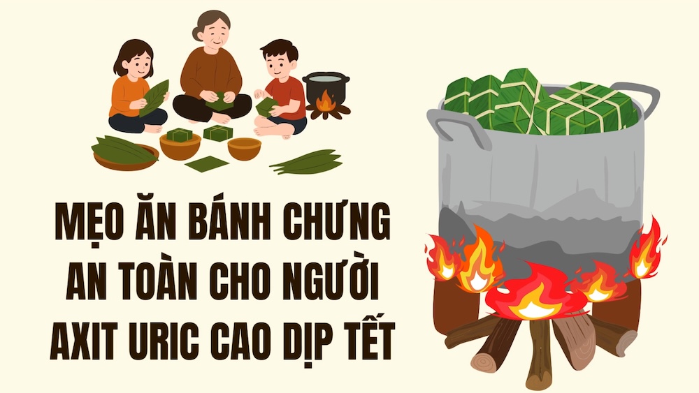 Tips for eating banh chung safely for people with high uric acid during Tet