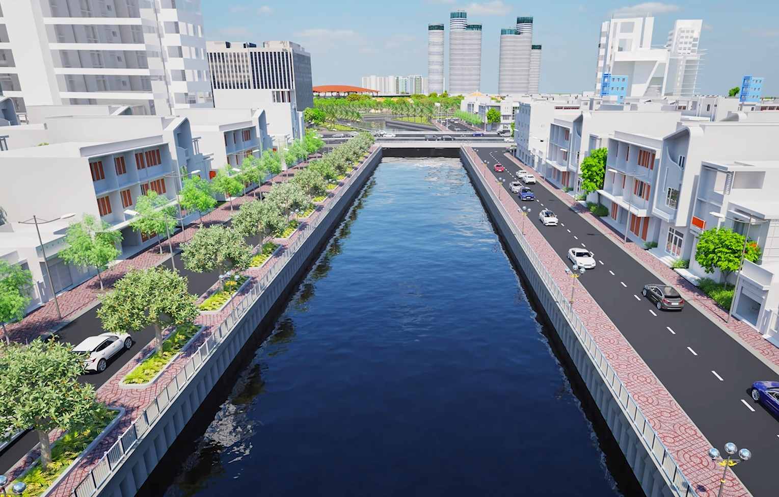 Perspective of Van Thanh canal after being dredged and roads built on both sides. Photo: Ho Chi Minh City Urban Infrastructure Board