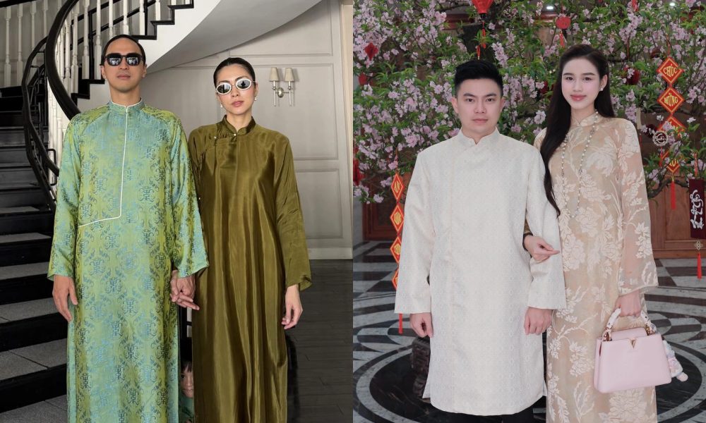 Opposite ao dai choices of 2 wealthy daughters-in-law. Photo: NVCC