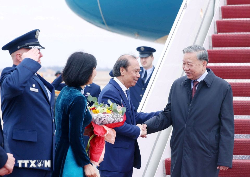 Welcoming ceremony of General Secretary To Lam at Andrews Military Airport, Washington D.C., USA. Photo: VNA