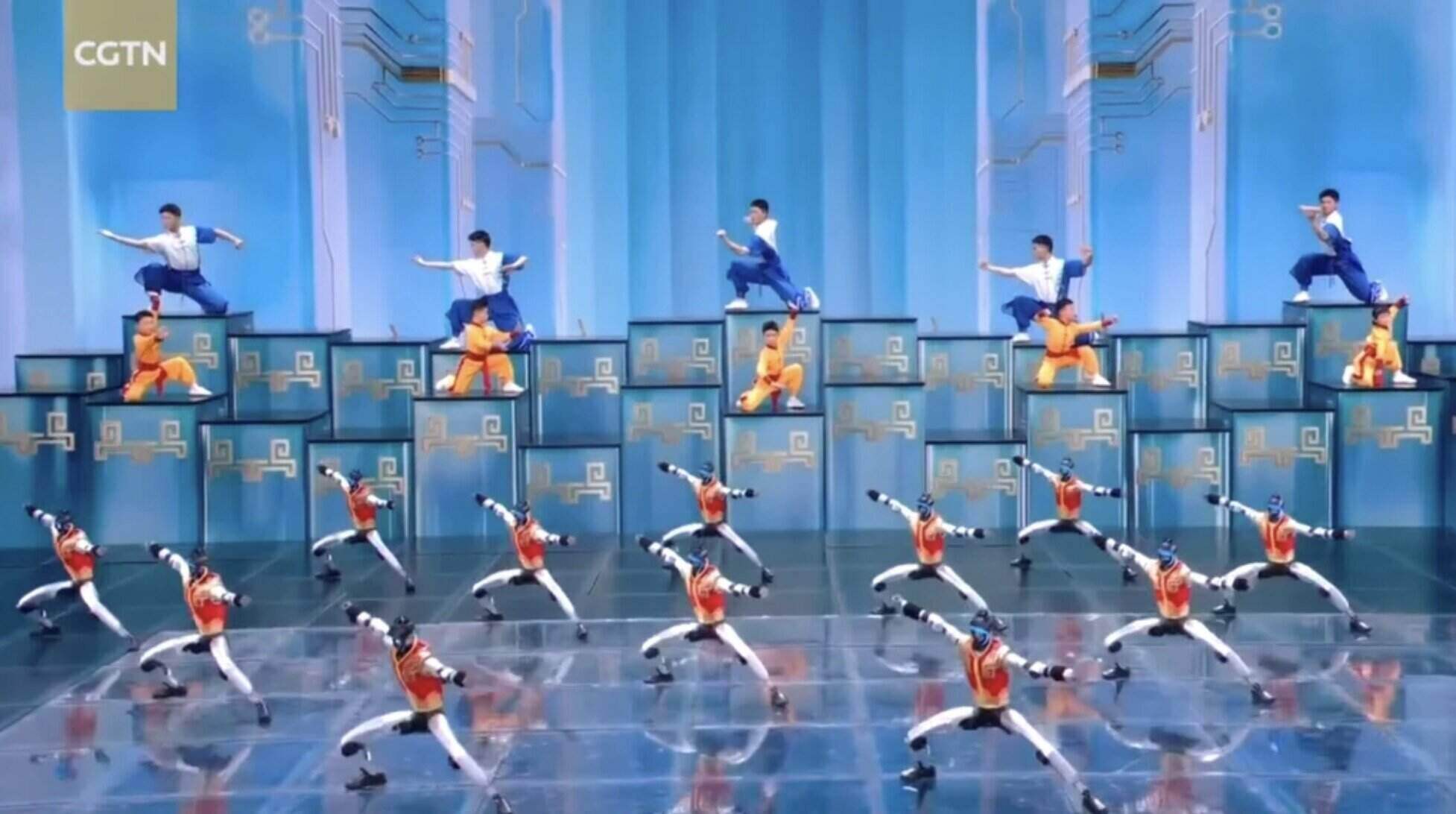 Martial arts performance by a Chinese humanoid robot in the New Year's program. Photo: China Global Television Network