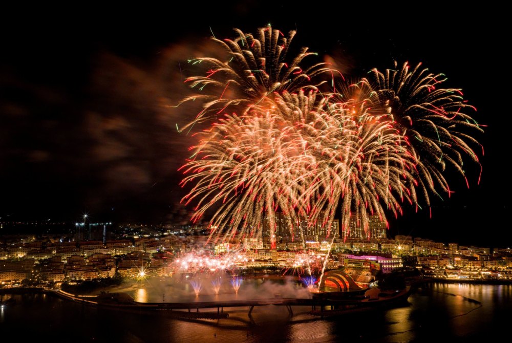 Pháo hoa ở khu vực Nam đảo. Ảnh: Bình Minh