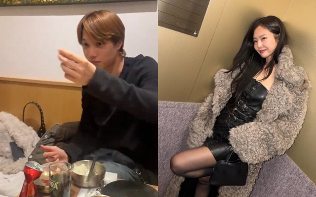 Chiếc áo khoác của cô gái ngồi gần Kai giống với mẫu áo Jennie từng mặc. (Ảnh IGNV)