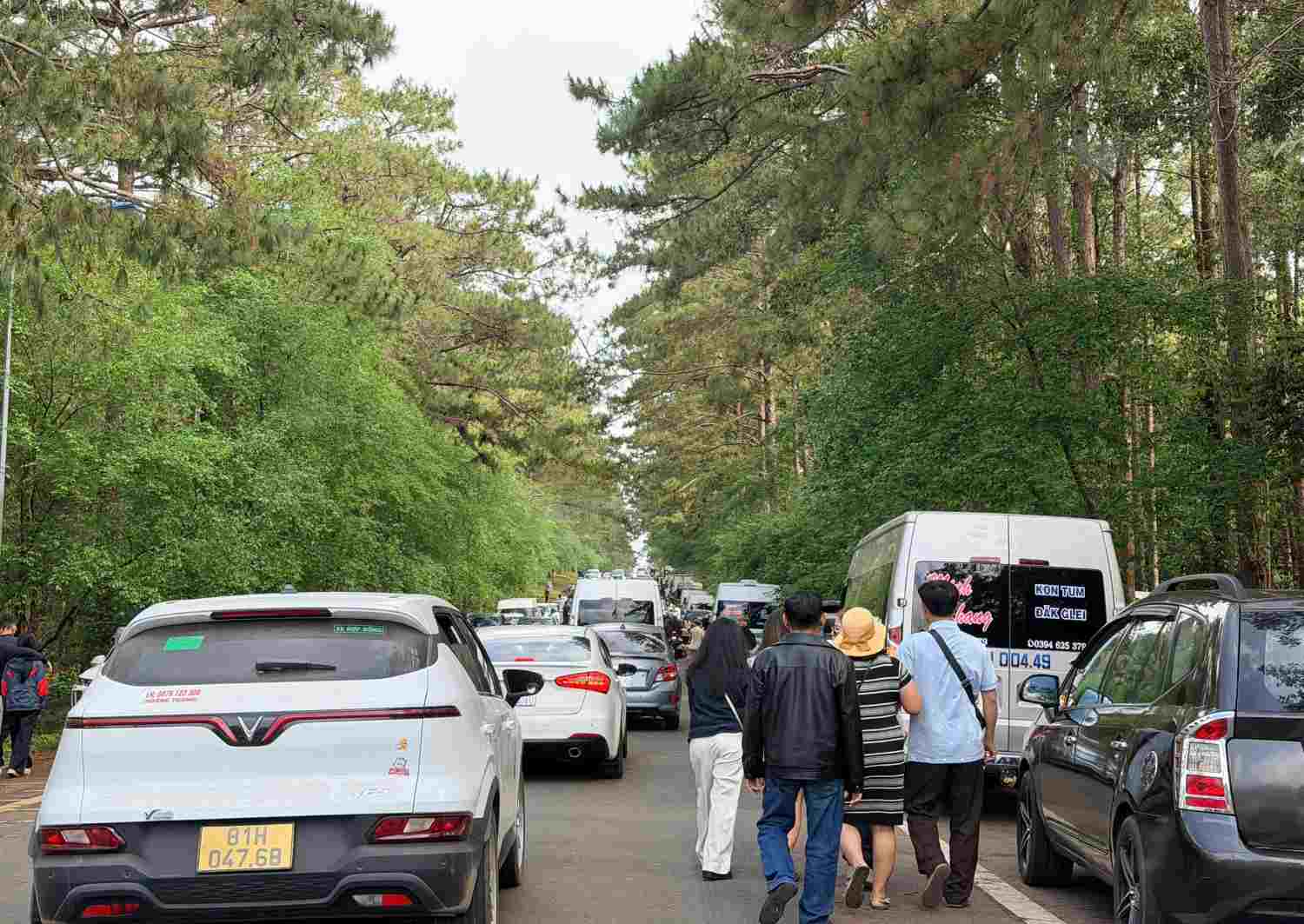 Rất đông khách du lịch đổ về Măng Đen dịp Tết, hgoafd mình cùng lễ hội. Ảnh: Hà Nguyễn