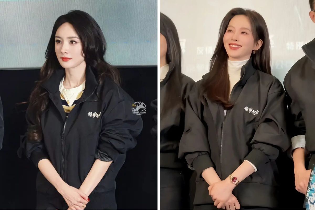 Dương Mịch và Lưu Thi Thi trong sự kiện quảng bá phim “Kinh trập vô thanh” của Trương Nghệ Mưu. Ảnh: Xinhua