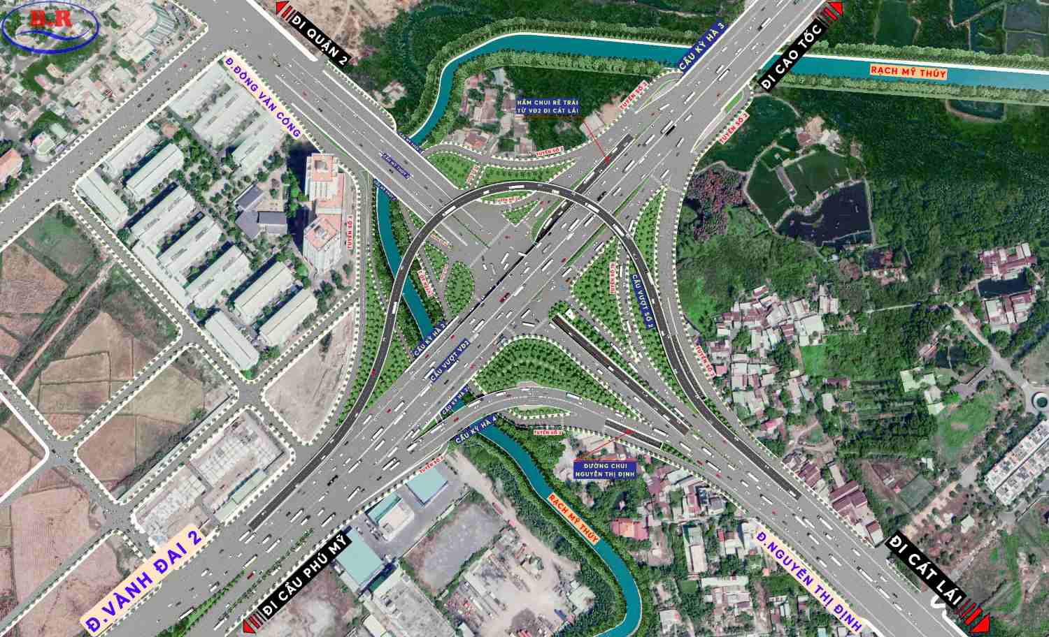 Phối cảnh nút giao Mỹ Thủy khi hoàn thành. Ảnh: Ban Giao thông TPHCM