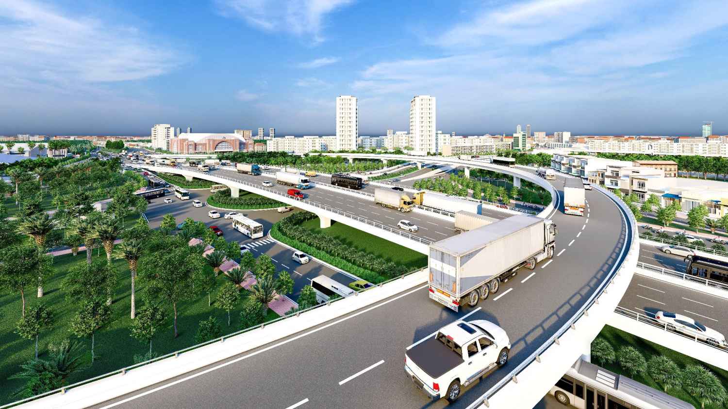 Perspective of the 4-story My Thuy intersection when completed. Photo: Ho Chi Minh City Traffic Board