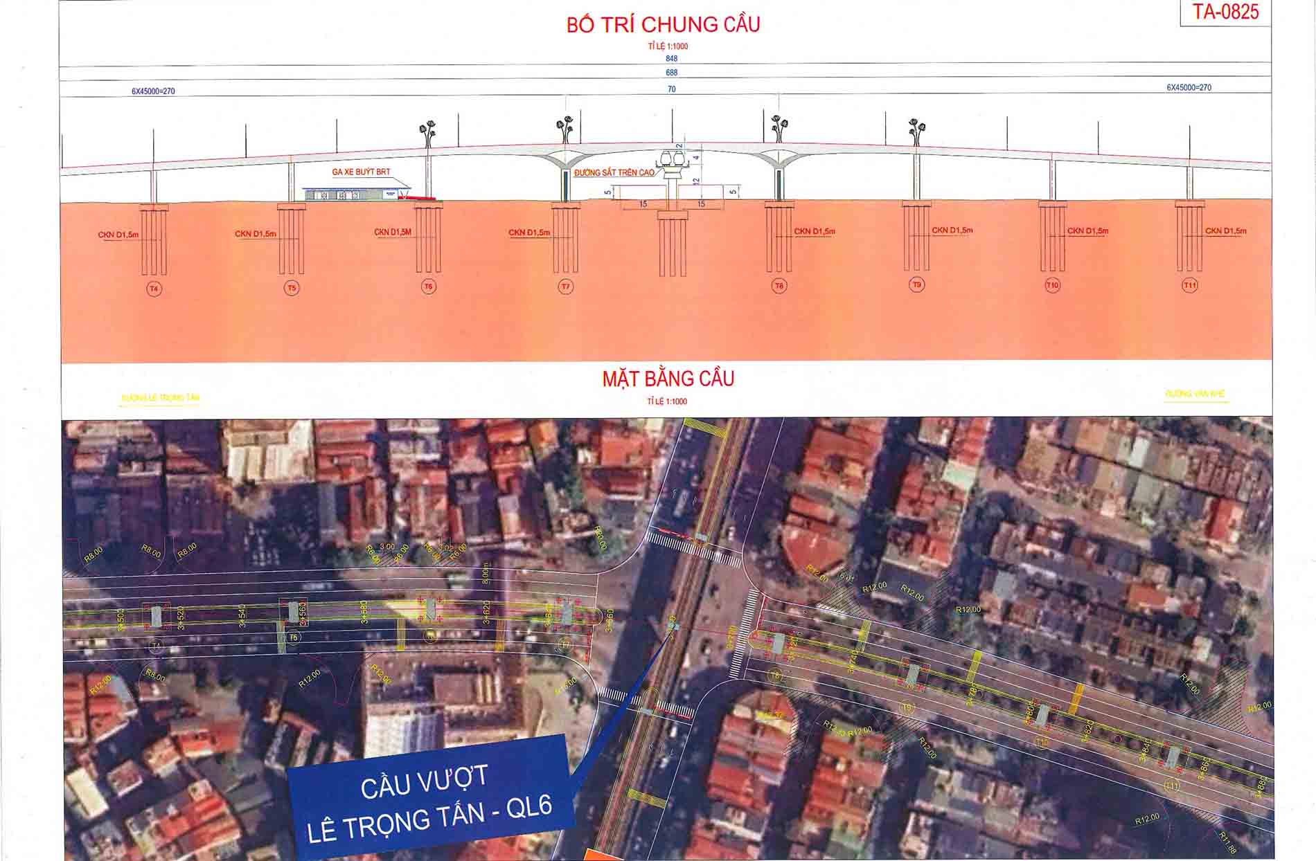 Nút giao đường Lê Trọng Tấn - Quốc lộ 6 sẽ được xây dựng cầu vượt. Ảnh: Đơn vị thiết kế 