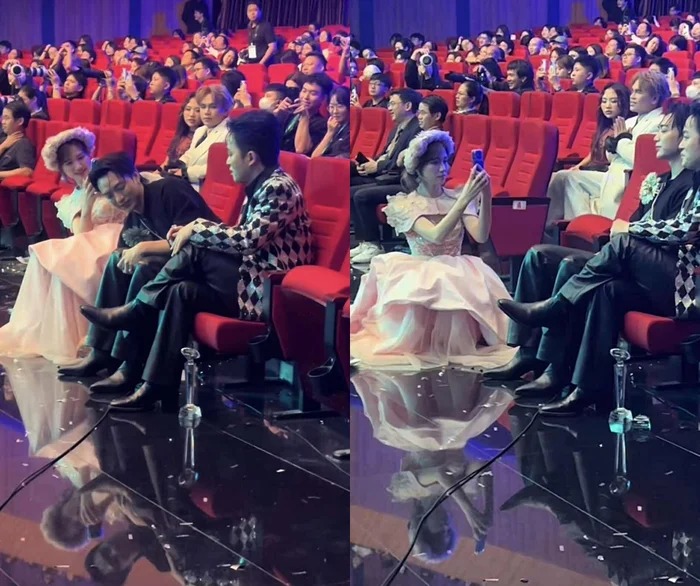 Nữ ca sĩ tiếp tục trở thành tâm điểm khi làm vỡ 1 chiếc cúp khi tham dự giải Làn sóng xanh 2025. Ảnh chụp màn hình.