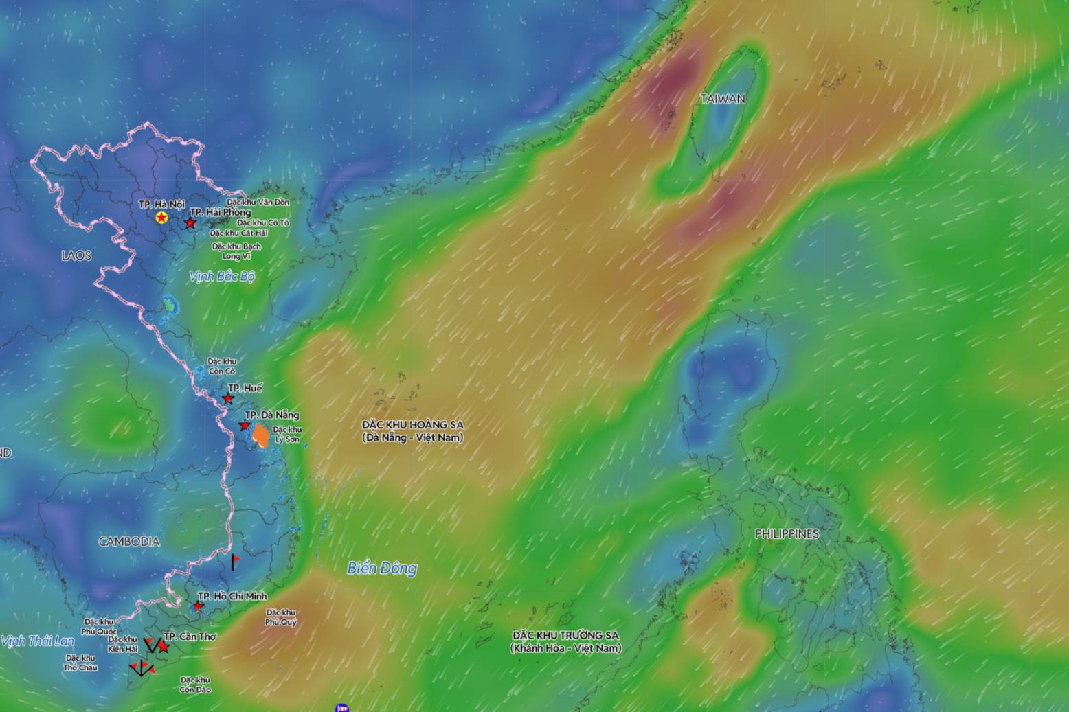 Weather forecast for the North East Sea with strong winds of level 6 - 7, gusts of level 8 - 9, strong sea waves. Photo: Vietnam Disaster Monitoring System