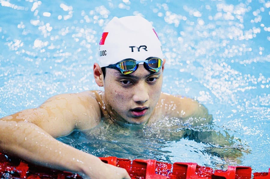 Young swimmer Tran Van Nguyen Quoc is a bright spot of the Vietnamese swimming team. Photo: Minh Dan