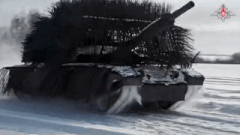 Russian tanks on duty on the battlefield of the conflict. Photo: Russian Ministry of Defense