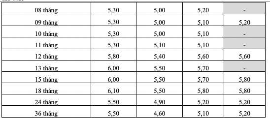 Biểu lãi suất tiết kiệm online của HDBank. Ảnh: HDBank