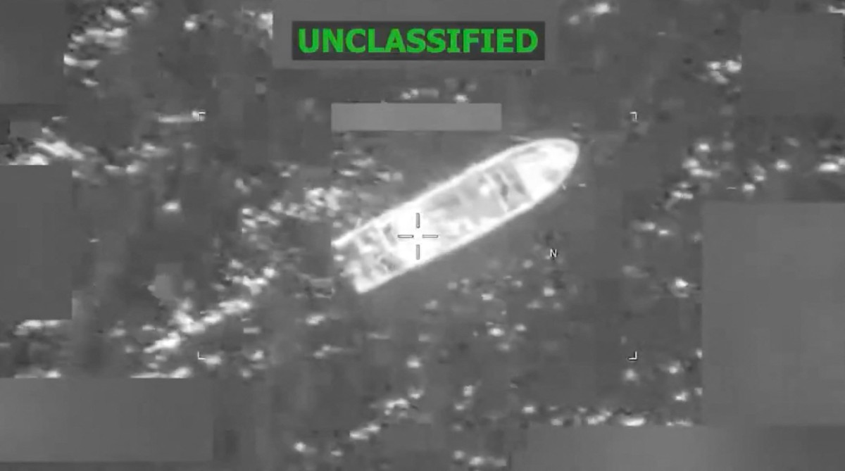 Drug-suspected ship attacked by the US on February 20. Photo: AFP