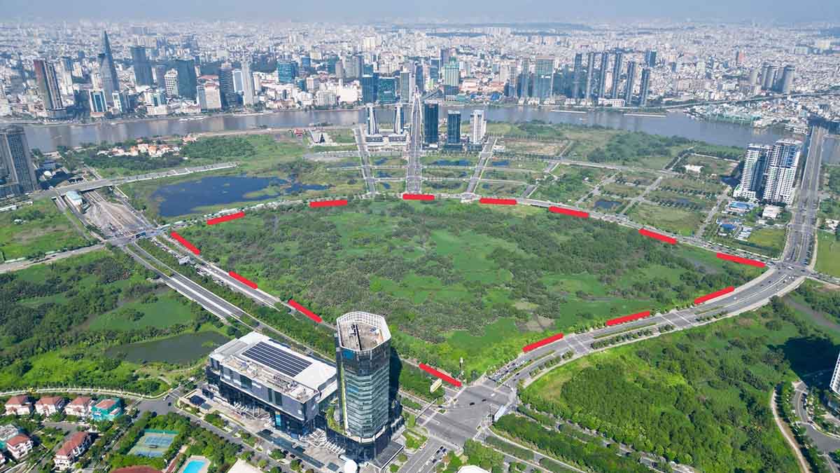 The land area is over 33 hectares, of which the Political - Administrative Center is built with an area of 7.84 hectares. Photo: Anh Tu