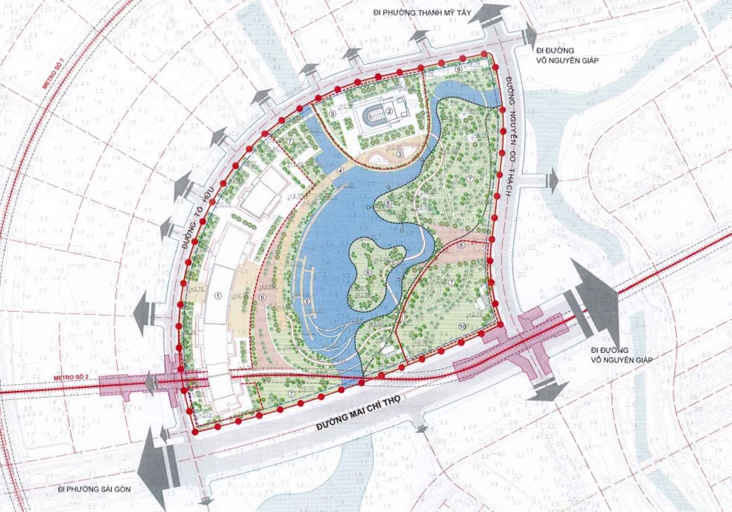 Sơ đồ tổ chức không gian kiến trúc cảnh quan.  Ảnh: Trung tâm nghiên cứu kiến trúc TPHCM