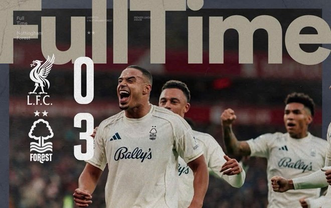 Lượt đi, Nottingham đã thắng Liverpool 3-0 ngay trên sân khách. Ảnh: AFP