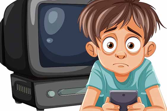 Young children under 5 years old and the risk of slow development due to screen abuse. Graphics: Thien Nhan